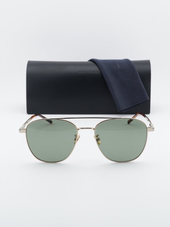 Saint Laurent SL531 011 Aviator Sunglasses - Gold / Green main image 9